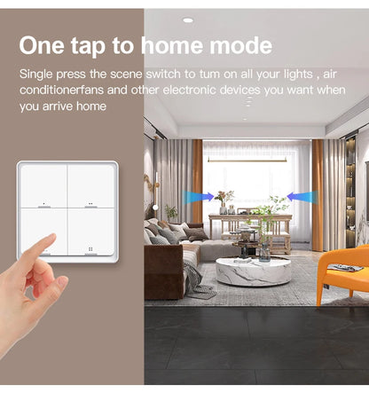 Works With Tuya zigbee Smart Button Scene Switch 1/2/3/4 Gang Switch Push Button Controller Works in Smart Life App ZigBee Gatew