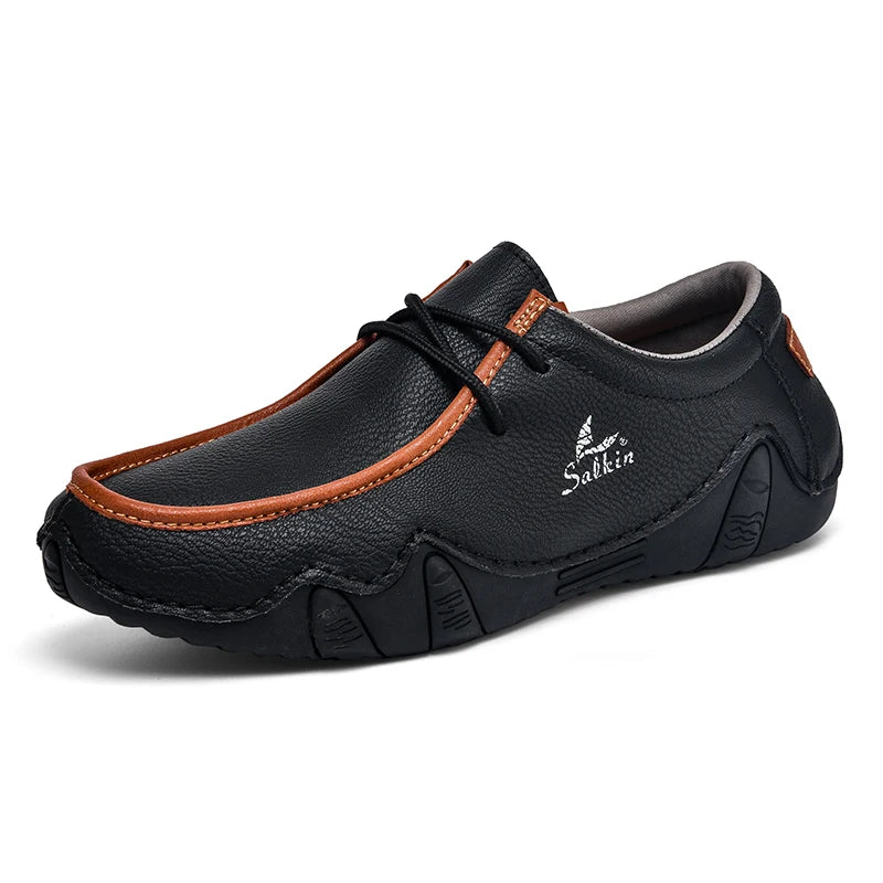Design Sneakers Man Loafers Breathable Low Top Flat Shoes Driving Plus Size New 2026 Fashion Handmade Leather Casual Men Shoes