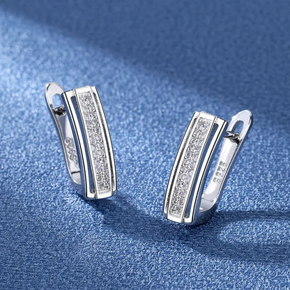 925 Sterling Silver Earrings Jewelry High Quality Retro Simple Pattern Purple White Zircon Earrings Hot Sale