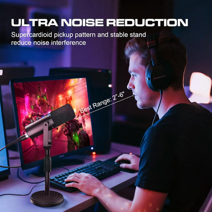 PUPGSIS D1 Dynamic Microphone, XLR/USB Podcast Recording PC Microphone for Vocal Voice-Over Streaming, Studio Mic with Mute Key