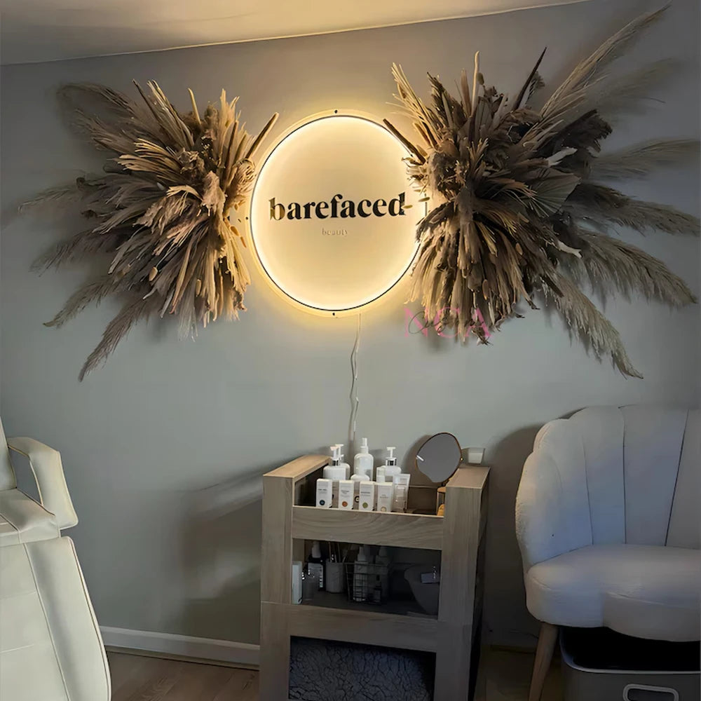 Custom Acrylic Business Logo Sign RGB Backlit Metal LED Neon Light for Beauty Salon Nail Hair Studio Business Signage