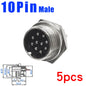 5pcs GX16 2/3/4/5/6/7/8/9/10Pin 16MM Male Female Circular Aviation Connector Plug Socket Screw Panel Mount Connector