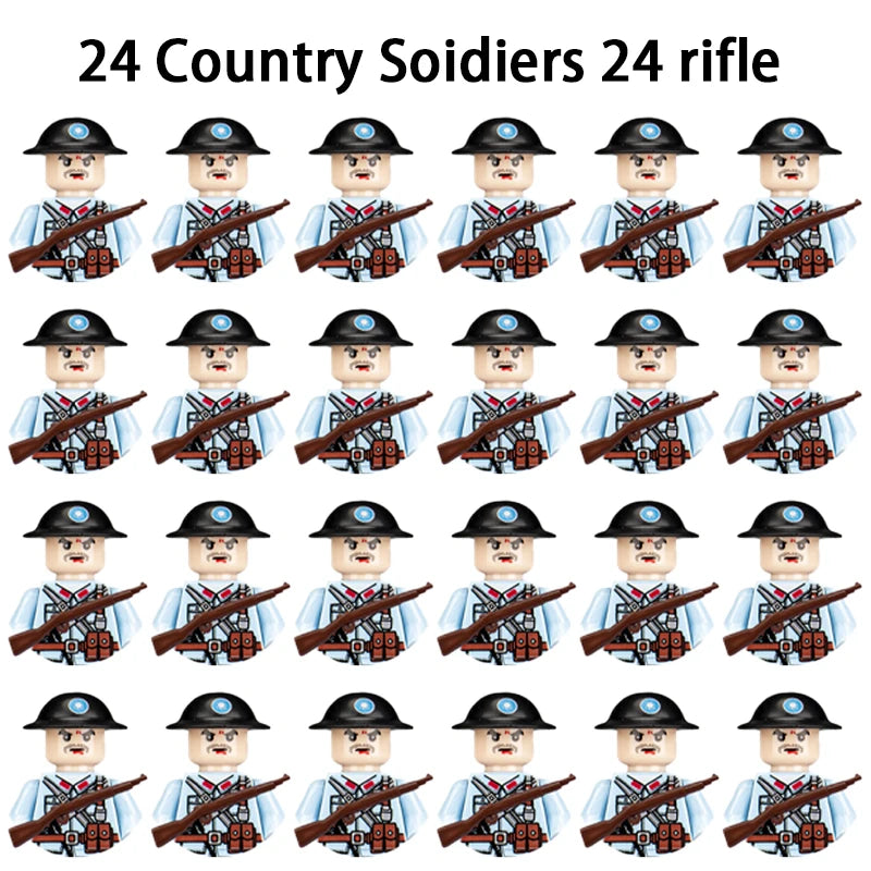 WWII Infantry Military Soldier War National Army Mini Gun armament Models Building Blocks Building Blocks Toys for Kids