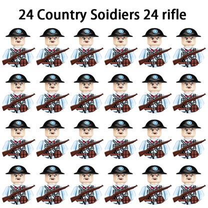 WWII Infantry Military Soldier War National Army Mini Gun armament Models Building Blocks Building Blocks Toys for Kids