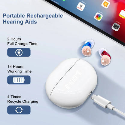 16 Channel Digital Hearing Aids APP Control Rechargeable Invisible Sound Amplifier Adjustable for Seniors Hearing Aids Audifonos