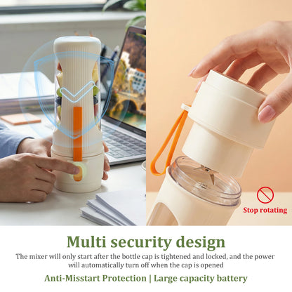 450ML Portable Electric Juicer Multifunctional Wireless Blender USB Rechargeable Ice Crusher Small Juice Cup Mixer Machine