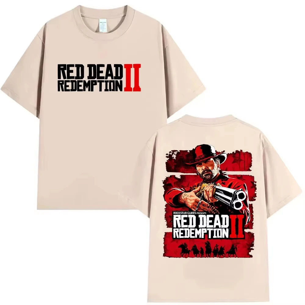 Red Dead Redemption 2 Game Player Graphic T Shirt Men Women Gothic Short Sleeve T-Shirt Y2K Fashion High Quality Cotton T Shirt