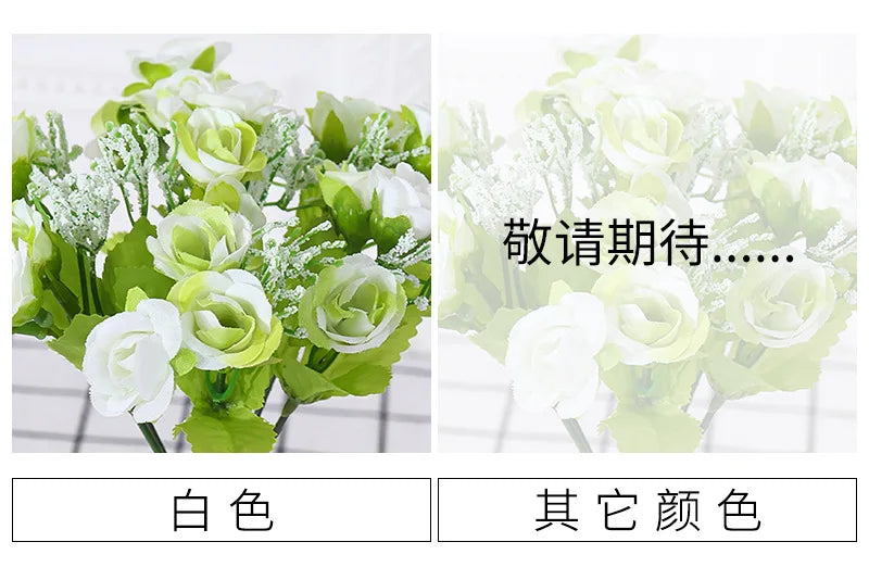Simulated Rose Bouquet Home Decoration Small Rose Camellia Wedding Decoration Artificial Flowers Garden Decoration