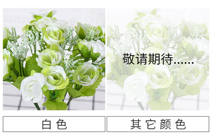 Simulated Rose Bouquet Home Decoration Small Rose Camellia Wedding Decoration Artificial Flowers Garden Decoration