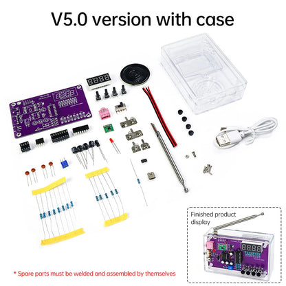 DIY FM Radio Electronic Kit Adjustable Frequency 87-108MHz Practice Soldering RDA5807S Digital Display DIY Soldering HU-017B