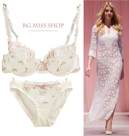 Ultra-thin steel band bra, fashionable plus-size lace lingerie set, transparent comfy bra set, soft material, S-XL all-day wear