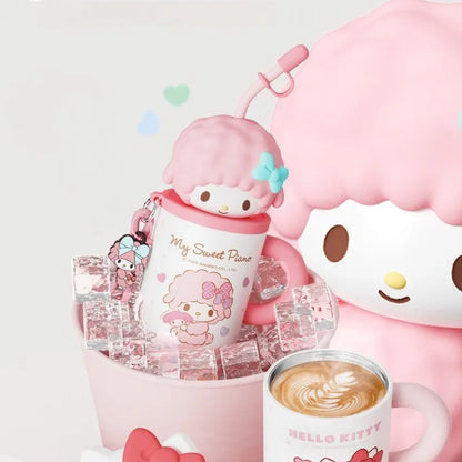 X&W 580ML Sanrio Series Thermos 316 Stainless Steel Doll Head Design Straw Insulated Cup Hello Kitty Kuromi Water Bottle Cutecup