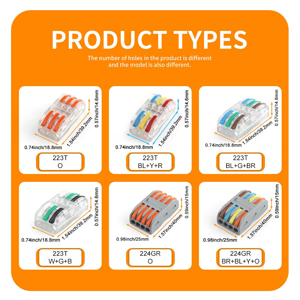 DIY GO 25PCS Universal Compact Fast BUTT Wire Connector Push-in Lever Splice Terminal Block 2/3/4/5 Pin Home LED Lighting Wiring