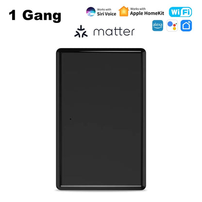 Manhot Matter WiFi Smart Wall Light Switch 1 2 3 4 Gangs with Neutral Wire Push  Physical Light Switches work with Homekit App