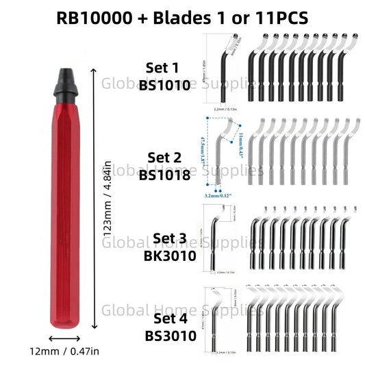 Deburring Tool Set RB1000 with Swivel Blades 1 or 11 PCS BS1010 BS1018 BK3010 BS3010 Metal Handle Deburr Tool Edge Burr Remove