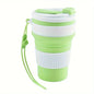 Collapsible Silicone Travel Cup, Reusable Foldable Water Cup with Lid and Lanyard, Portable Lightweight Drinking Mug for Camping