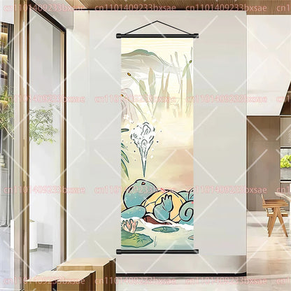 Pokémon Retro HD Scroll Painting Poster Squirtle Eevee Charmander Bulbasaur Gyarados Charizard Fan Collection Children's Gift