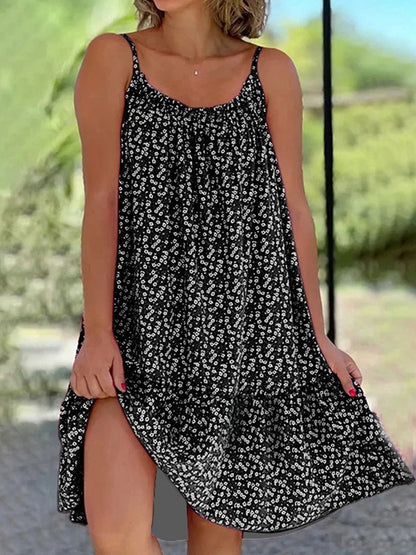 Summer 2026 Large Swing Strap Dress European American Leisure Style Printed Sleeveless Fashionable Casual Maxi Dress