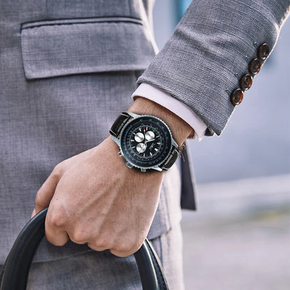 JARAGAR Pilot Automatic Watch for Men Military Multifunction Sub-Dials Mechanical Watches Top Brand Luxury Leather Strap Clock