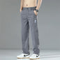 Summer Thin Men's Loose Straight Jeans Lyocell Soft Drape Business Casual Trousers Classic Smoke Gray Brand Ice Silk Denim Pants