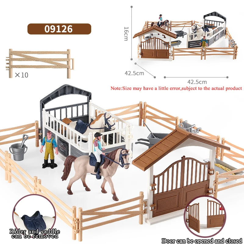 Oenux Farm Horse Race Model Action Figures DIY Equestrianism Horseman Animals Figurine Cute Education Collection Kids Toy Gift