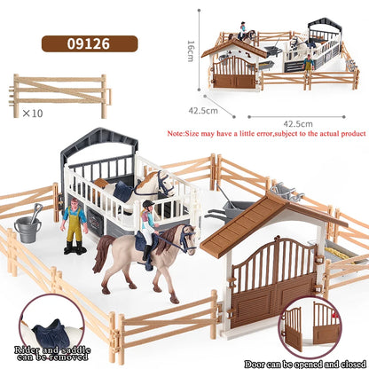 Oenux Farm Horse Race Model Action Figures DIY Equestrianism Horseman Animals Figurine Cute Education Collection Kids Toy Gift