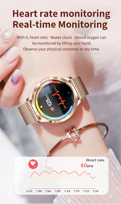Nowy Smartwatch dla Kobiet 1.32 Cala AMOLED HD Ekran Sportowy Fitness Wodoodporny Zegarek Połączenia Bluetooth Cyfrowy Smartwatch Damski