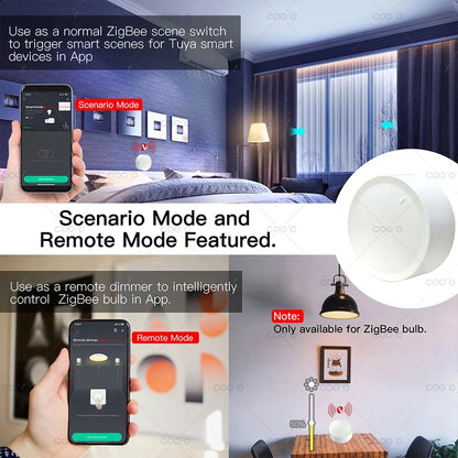 Tuya ZigBee Smart Knob Switch Wireless Scene Button Rotatable Dimmer Switch Home Appliances Automation Scenario Linkage Remoter