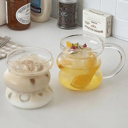 Transparant Drinking Glass Cup Creative Wave Shape Iced Coffee Tumbler Cup Juice Milk Tea Mug Drinkware Water Glasses Ripple Mug
