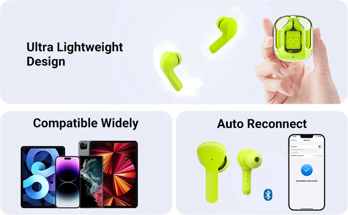 Transparent Crystal ENC Noise cancelling Earphones & Headphones Auriculare inalambrico Gaming Air 31 TWS Wireless Earbuds