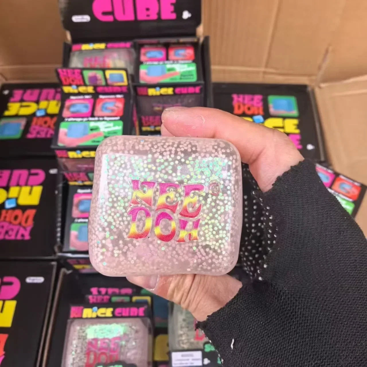 HOT Schylling Needoh Nice Cube Squishy Stress Toy Glow In The Dark Slow Rebound Sensory Glitter Pressure Relief For Adults gifts