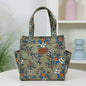 New floral print thickened fabric handbag, lunch bag, portable lunch box storage bag, zipper design, multifunctional tote