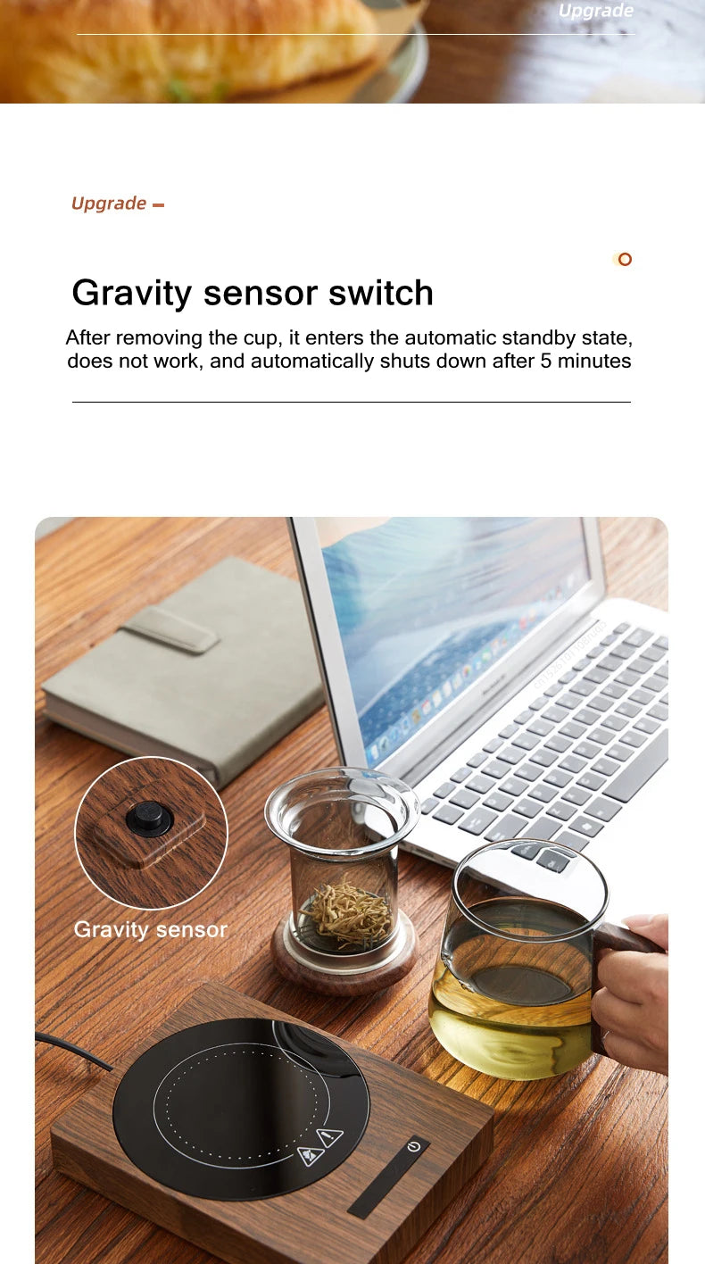 100°C Cup Heater Mug Warmer Hot Tea Makers Automatic Warmer Coaster 5 Gear Temperature Cup Heaters Coffee Milk Tea Heating Pad