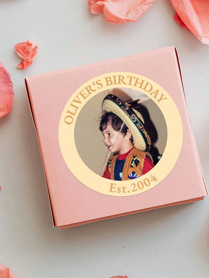 Custom Photo Stickers Personalized Waterproof Round Text Labels Custom Image Birthday Party Gift Wrapping Decor DIY Souvenir Kit