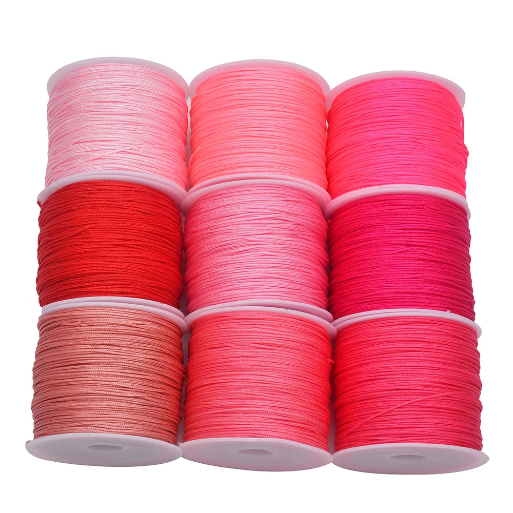 50Yards 0.8mm Nylonowy Sznurek Rzemieślniczy Do Produkcji Biżuterii Koraliki Pleciony Nylonowy Satynowy Sznurek Do Bransoletek Ogon Szczura Ozdoba Chiński Węzeł