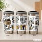 Funny Beer Quotes Vacuum Flasks 4-in-1 Stainless Steel Can Cooler Insulated Beer Soda Coffee Holder Dual Lids Fits 12oz