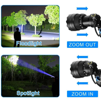 2000W Most Powerful LED Headlamp Super Bright Waterproof Head Flashlight Long Range 6000M Tactical Head Torch Fishing Headlight