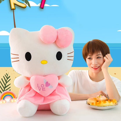 Sanrio Kitty Plush Toys Pillow 25cm Kawaii Anime KT Cat Plush Doll Soft Stuffed Cartoon Cute Pink Doll Birthday Gift For Girls