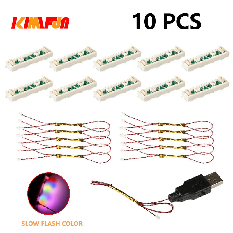 10PCS 0.8mm Pin RGB LED For LEGO Building Blocks USB Lamp DIY Street Light City Electric Decorate 1X1 Brick Compatible All Brand