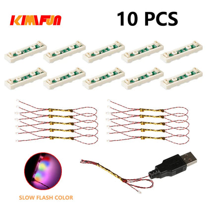 10PCS 0.8mm Pin RGB LED For LEGO Building Blocks USB Lamp DIY Street Light City Electric Decorate 1X1 Brick Compatible All Brand