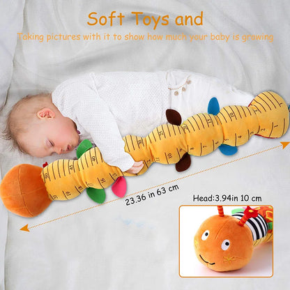 Tummy Time Toys 0-24 Months Baby Musical Stuffed Animal Infant Ruler Design Rattle and Multi-Textures Newborn Toys for Babies