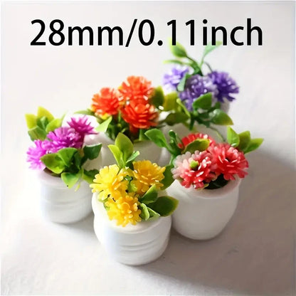 5pcs Mini Flower Pot Decorations Dollhouses Vibrant Artificial Flowers Home Decor Car Mini Flower Pots Holiday Gifts Party Favor