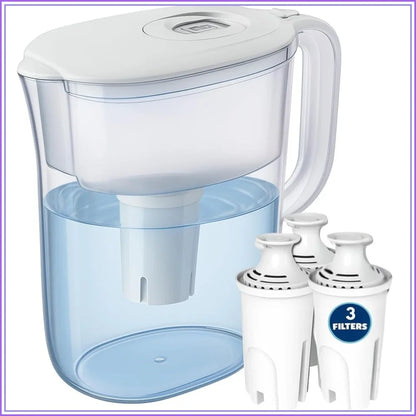 7-Cup Water Filter Pitcher with 3 Filters & Electronic Filter Change Reminder, Compatible with Brita