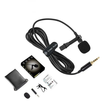 New 3.5mm Lapel Microphone Mini Black Clip on Lapel Mic Wired 360 Degrees Speaker Mic for Mobile Phone/PC Laptop For Recording