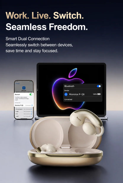MONOISE Q8 AI Translation Earbuds Wireless Bluetooth 115 Languages Real Time Translator Semi In Ear Headphones with Mic