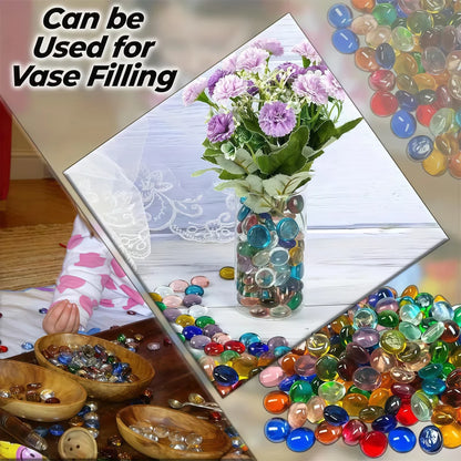 50g/100g/200g Vibrant Blue- Glass Beads, 15-17mm - Ideal for DIY Home Decor, Fish Tank Embellishments & Artistic Vase Fillings