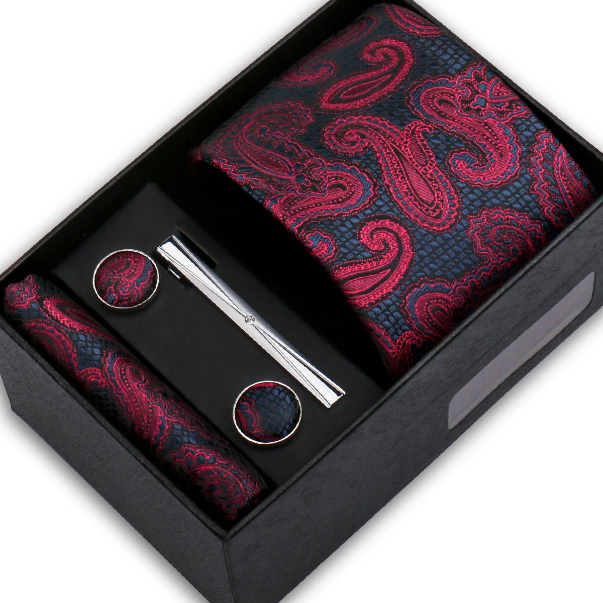 Classic Mens Tie Set Paisley Hanky Cufflinks In Gift Box Jacquard Woven Neckties Set For Men Formal Wedding Fashion Accessories