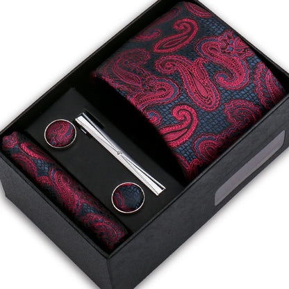 Classic Mens Tie Set Paisley Hanky Cufflinks In Gift Box Jacquard Woven Neckties Set For Men Formal Wedding Fashion Accessories