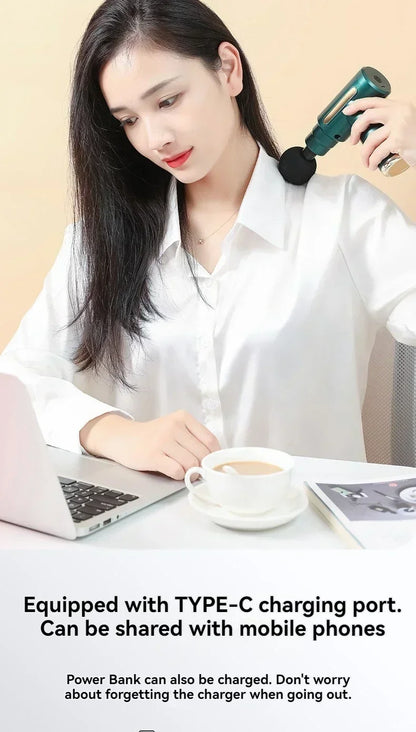 Mini USB Massage Gun – Portable Fascia Relaxer for Neck, Shoulders, and Back, Quiet Muscle Relief for Home and Travel
