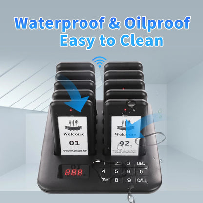 Wireless Restaurant Pager System Guest Customer Waiter Queue Calling Paging Beeper Pager Buzzer For Food Court Cafe  Beach Bar